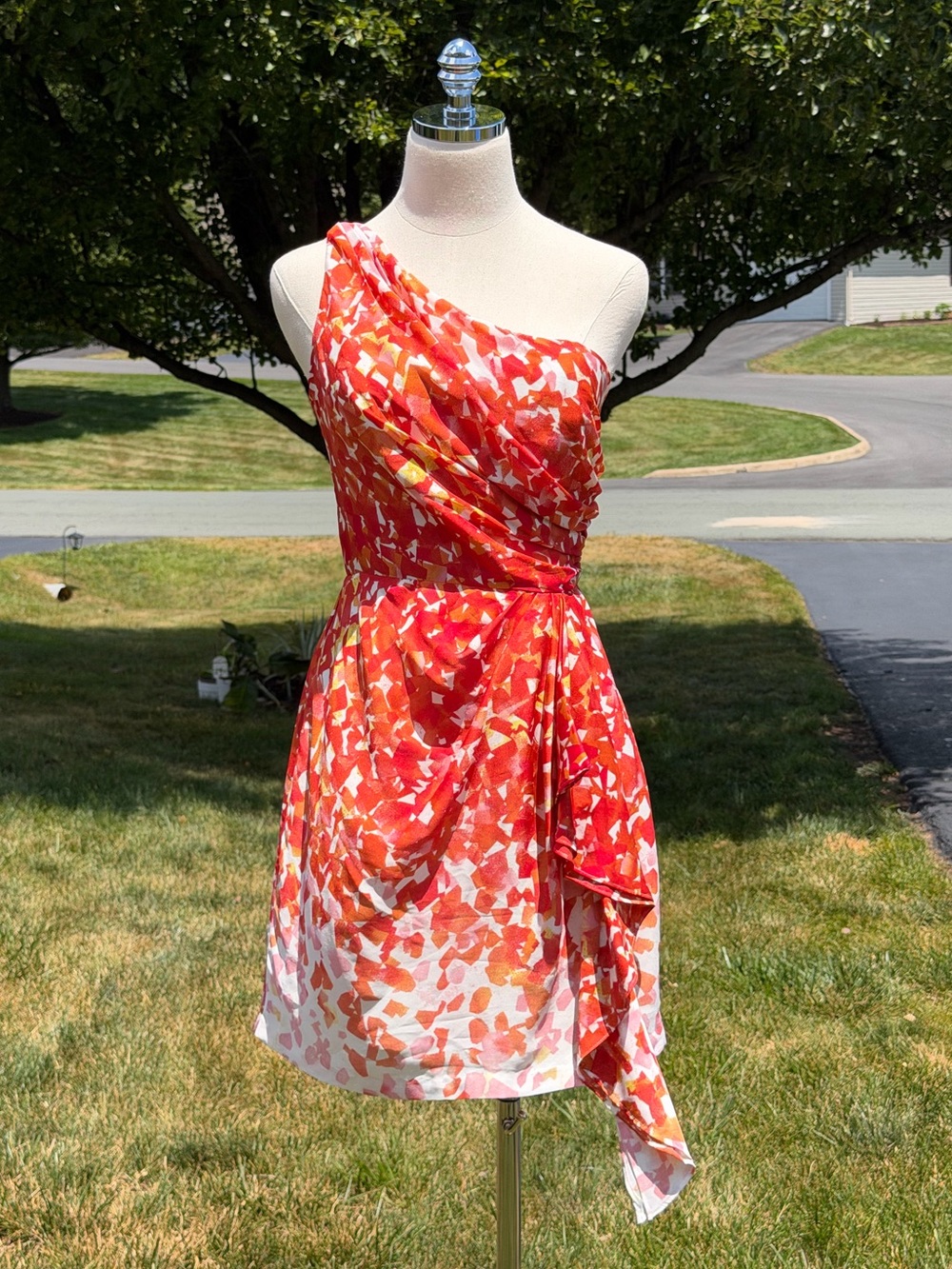 NEW Max & Cleo Miranda One Shoulder Cocktail Dress Burnt Poppy Wedding Guest